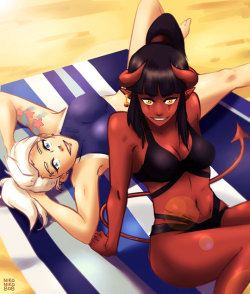 nikoniko808: iahfys synth and owlers howler have a beach day nsfw version on patreon 