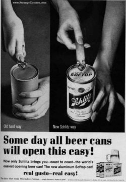 woowho-vintage:  weirdvintage:  Some day all beer cans will open this easy!  Schlitz beer ad, 1960s (via Blog About Beer)  And I bet it tasted better back then too! woowho-vintage.com