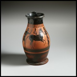 the-met-art:  Terracotta oinochoe: olpe (jug), Greek and Roman ArtMedium: TerracottaRogers Fund, 1906 Metropolitan Museum of Art, New York, NYhttp://www.metmuseum.org/art/collection/search/247232