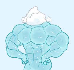 ripped-saurian:  another terrible twitter idea thanks to bertthebutt: buff cloud/rain man(i have no idea ok i entirely blame bertthebutt for this DON’T LOOK AT ME)