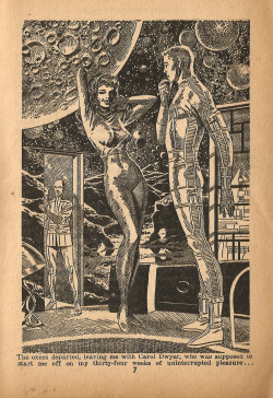 Illustration by Wally Wood for Robert Silverberg&rsquo;s &lsquo;There&rsquo;s No Place Like Space&rsquo; from The Original Science Fiction Stories magazine, No. 11 (Strato Publications, 1959). From Sue Ryder in Hockley, Nottingham.