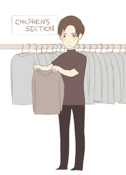 paperlune:  Heichou tries to go shopping again, but he only really fits properly into children’s clothing. It’s okay, Heichou.