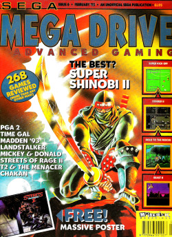 vgjunk:  Sega Megadrive Advanced Gaming magazine Super Shinobi II cover.