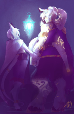 I’m going to make my Draenei Protection Paladin Chikonde (Right) into a lightforged Draenei as soon as I can because it fits her story SO well. I just wanted to draw her and her ice mage girlfriend Isska (Left) who belongs to @littleperyton