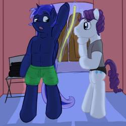 &ldquo;Are you sure we will feel comfortable in these&hellip; boxer&hellip; shorts?&rdquo; the blue alicorn asked tentatively, watching the measuring tape wrap itself around his body almost by its&rsquo; own accord. It wasn&rsquo;t often the Prince of