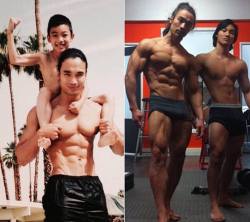 browneyedmariela: stunningpicture:  Father and son 11 years later  Real life Goku and Gohan 