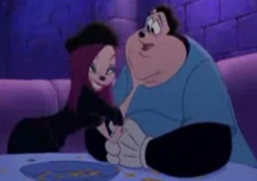 I rewatched a couple Goofy movie clips, both movies in fact. Was enjoying watching PJ showing off his verbal skills with the poetry cafe club girl.   Then it dawned on me  Back in the good old days of Goof Troop, Pete really had a great looking wife named