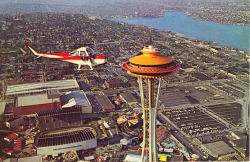 Cessna CH-1 over Space Needle Seattle World&rsquo;s Fair, 1962