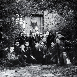 istmos:  sympathyfortheartgallery:  travellinglight: Andre Breton and other Surrealists at the gate of the Désert, 1960. Photo by Denise Bellon.  Scanned from Diana Ketcham, Le Désert de Retz, 1997.  (via marxistsinspace) 
