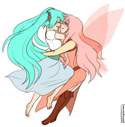  let me be your wings, let me be your only love, let me take you far beyond the stars  goddamnit this is finally done Thumbelina!Miku and Fairy Princess Luka 