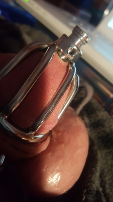 mycdlifeasjess:  This is me in my metal chastity cage removing the urethral plug. Just for the record, the urethral plug is very comfortable and the metal cages like mine are so much more comfortable than the plastic ones.