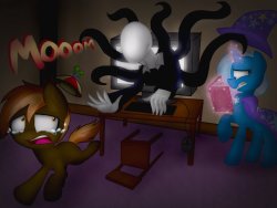 askbuttonsmom:  Button….this is why I’ve told you time and time again not to play with black magic. ;c Source: http://nicolethehedgehogxd.deviantart.com/art/Button-mash-and-trixie-gave-life-to-Slenderman-431159680  X3!