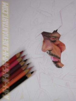 finofilipino:  Tony Stark Iron Man 3 by ~a-d-i—n-u-g-r-o-h-o Sólo con 6 lápices de colores. 