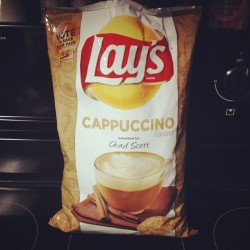 I&rsquo;ve eaten almost the entire bag and I&rsquo;m still not sure if I like them. I&rsquo;m laughing. #ComeOnTasteBuds #DontFailMeNow #layschips #cappuccino
