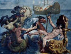 hadrian6:  Detail : Neptune and the ship of Ulysses. 1550-51. Pellegrino Tebaldi. Italian. 1527-1596. fresco. Palazzo Poggi. Bologna. Italy. http://hadrian6.tumblr.com 