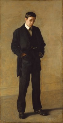 kundst:Thomas Eakins  (US 1844-1916) “The Thinker”; a large portrait of Louis N. Kenton, 1900Louis Kenton (1865–1947) was Eakins’ brother-in-law, as he was married with Elizabeth Macdowell (1858–1953), sister of the artist’s wife Susan. 