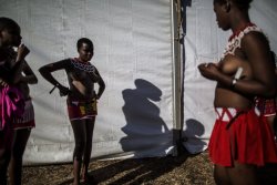     Zulu women at the reed dance. Via The Guardian.      The ceremony is intended to preserve respect for young women, and preserves the custom of girls remaining virgins until marriage  