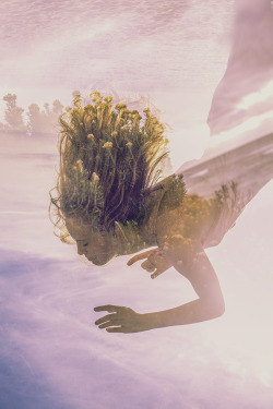 She dives unto earth. Double exposure Theresa Manchester, model Rohmani Rose