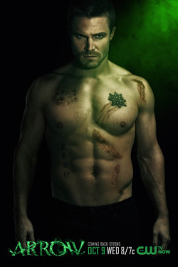 One of the most popular images in &ldquo;Arrow&rdquo; season one was series star Stephen Amell showing off his abs with his shirt off. In the same vein, the CW has released a series of four posters that not only show Amell shirtless, but also co-stars