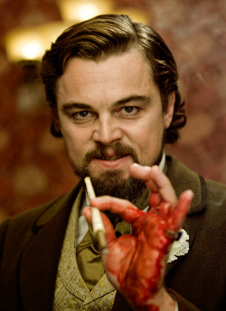 kingnycjohnson:  madwizard321:  pamplemoose:  collegiate-deviance:  Leonardo DiCaprio cut his hand while the cameras were rolling on the set of Django Unchained and kept moving through the scene, never breaking character, and  his real-life bloodied