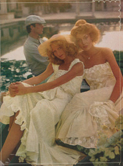 ladiesoffthepages: Vogue Pattern Summer 1975Photo Steve HornModel Jerry Hall   Happy birthday to Jerry Hall, born this day in 1956. 