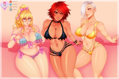 Pick your poison!  (OC commish) No watermark/High-res + Semi-nude + nude + Bunnygirl suit version + PSD up in Patreon