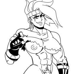 Zarya wearing (some of) her Halloween costume, + a dong.