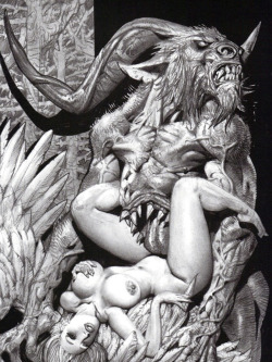 technochaun:  Satan(detail).By Simon Bisley from paradise lost. 