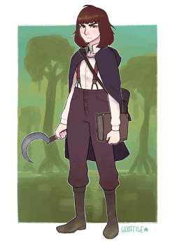 luxatoid:  My DnD character for the swampy campaign I’m playing with Dieselbrain/Dsan/Blaar (DM’d by Delidah). Her name is Lynea and she’s a college student who got a bit too interested in the occult and whoops she found a book that let her seal