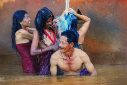   Nepali Tamang people at a hot spring, via Bramphotography.  