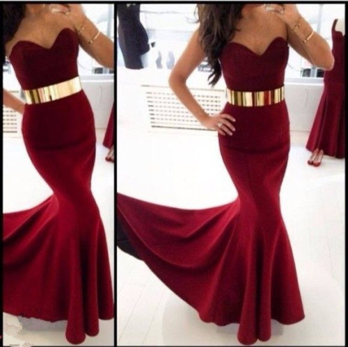 Red mermaid prom dress