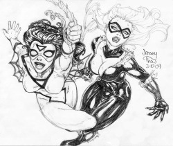 harlequinfairy:  Spider-Woman and Black Cat by jetcomics http://jetcomics.deviantart.com/