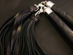 edgeplay-co-uk:  &lsquo;Black Pearl&rsquo; heavy nunchuck swivel floggers with 36 14” long falls on each flogger, £70 for the pair. Handmade by Edgeplay.co.uk, e-mail sales@edgeplay.co.uk or message us here to enquire. 