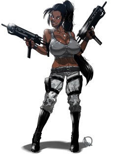 ganassaartwork:  Commissioned by Antcow , she’s  a little extra from the “Nukem Girls” series.“To those C&amp;C fans, this is Agent Tanya Adams, as a black woman.You could say that the only reason Tanya changed her appearance is because of time