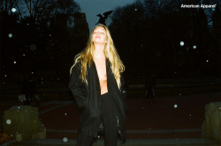 americanapparel:  Jessie wears the Petite Unisex Long Wool Coat in Central Park. NYC, December 2013.