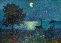 dappledwithshadow:  David Burliuk (Russian, 1882-1967)Sea at Night   Look at the moonlight on the water