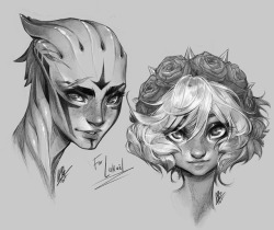 gentlemandeerlord: Another two patreon commission headshots from last month. :) It was super fun to draw an asari *_*;  • patreon • twitter •  tumblr •   instagram • deviantart  •   PSDs   •     Hi-res JPGs   •     Video Process   •