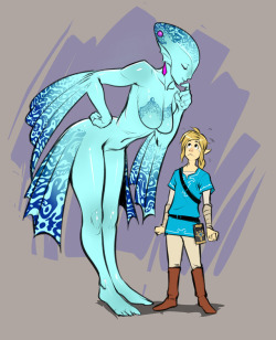 xizrax: sketch commission of Princess Ruto and Link what do you mean this is not cannon? it fits perfectly into the zelda timeline. you just need some…  imagination 