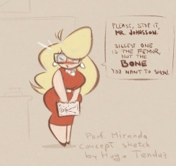 Professor Miranda - Cartoony Concept SketchMeet Miranda. She’s shy and very curvy biology professor. Warm up sketch from this morning, turned into OC. I wanted to expand the idea some more, but why not see what you guys think first. Lots of corny potentia