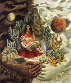 impressionsonmymind:  Frida Kahlo, The Love Embrace of the Universe, the Earth (Mexico), Diego, Me and Señor Xólotl, 1949, oil on canvas