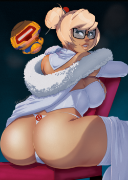 tovio-rogers:  #overwatch’s #mei as #xmen’s #emmafrost. And her little ice drone is #cyclops #commission   &lt; |D’‘‘‘‘‘