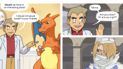 finalsmashcomic:An Unwelcome Visitor Charizard realised that inviting Professor Oak to visit probably wasn’t the best idea…! Full image version