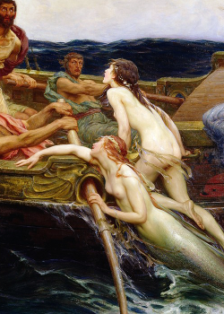 the-garden-of-delights:  &ldquo;Ulysses and the Sirens&rdquo; (1909) (detail) by Herbert James Draper (1863-1920). 