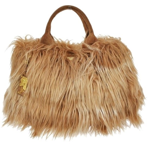 prada brown fur handbag  