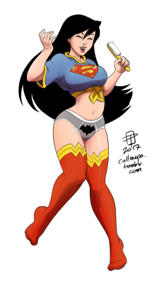 callmepo:  A practice piece I worked on this weekend. Wonder Woman in her undies dancing like no one is watching. She should be celebrating given how well the movie did in the theaters.  ;9