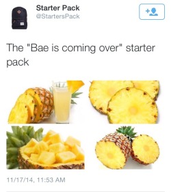 mundanemerman:  xeppeli:  It makes me happy knowing that we have an entire subgroup of twitter users that prepare some freshly cut pinapple for their significant other before they visit. This is very sweet.  Honey no