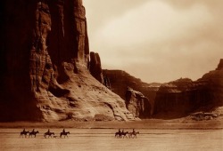 Members of the Navajo tribe crossing Arizona’s Canyon de Chelly in 1864, on a forced removal became known as the “Long Walk.”  