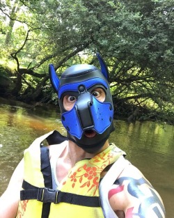djtatmatt: What’s your favorite outdoor activity? This puppy loves canoeing with his handler. Not a bad way to spend my last summer day in France.  #humanpup #canoe #greatoutdoors #gaypup  (at Salles, Aquitaine, France)