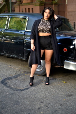 nadiaaboulhosn:  Nadia Aboulhosn. Leopard for Fall. &lt;—click through to my blog. Lipstick - Revlon Shorts - Pleated Shoes - Mesh booties Coat - CK 
