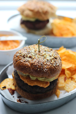 do-not-touch-my-food:  Fried Green Tomato and Pimento Cheese Burgers 